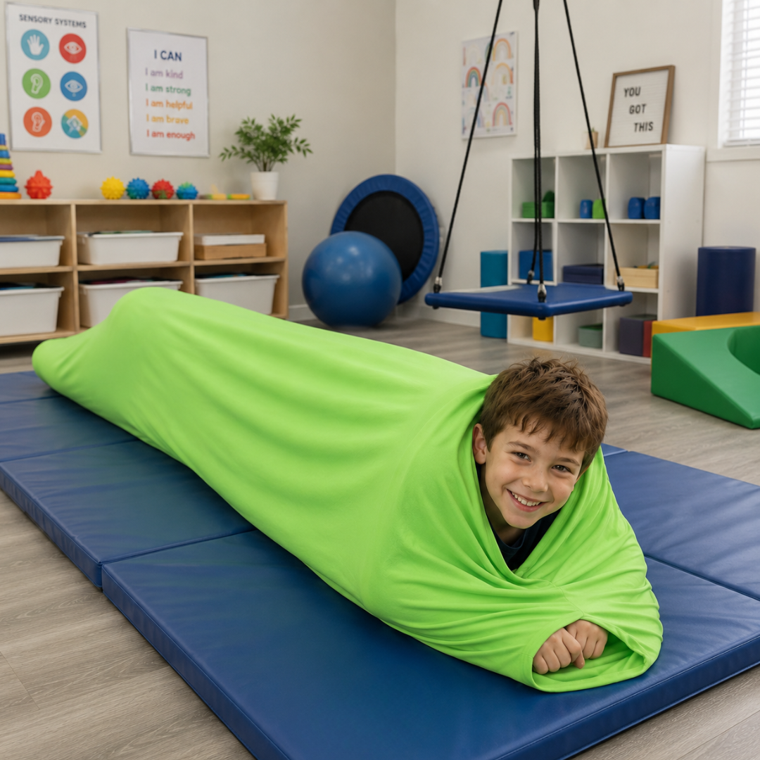 Lycra Tunnel 3m Sensory and Compression Body Sock Calm Down Slug Sheeting Extra Long - HAPPY GUMNUT