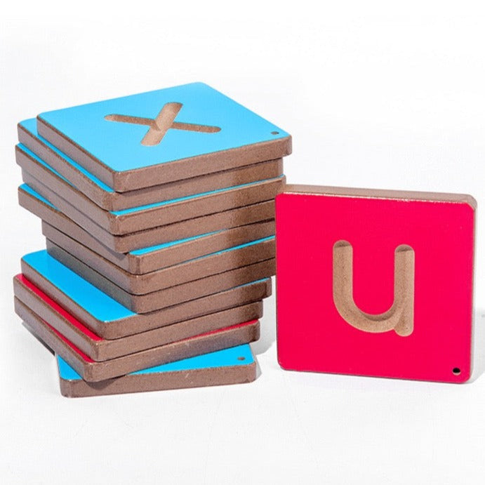 Nathan Wooden Alphabet Tracing Writing Board Pre-writing Letter Toy Upper or Lower Cases ALPHABET OR COUNTING