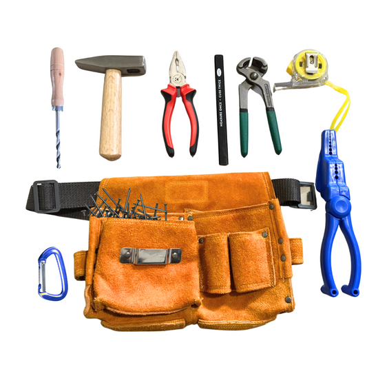Kids 8 Real Tools w Tool Pocket Pouch Nail Pincer Pliers Kit Bundle optional belt!