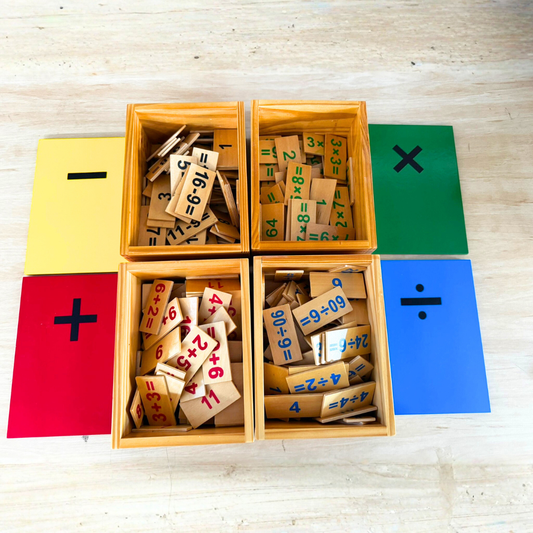 Montessori 4 Boxes Addition Subtraction Multiplication  and Division Equations Boxes Mathematics - HAPPY GUMNUT