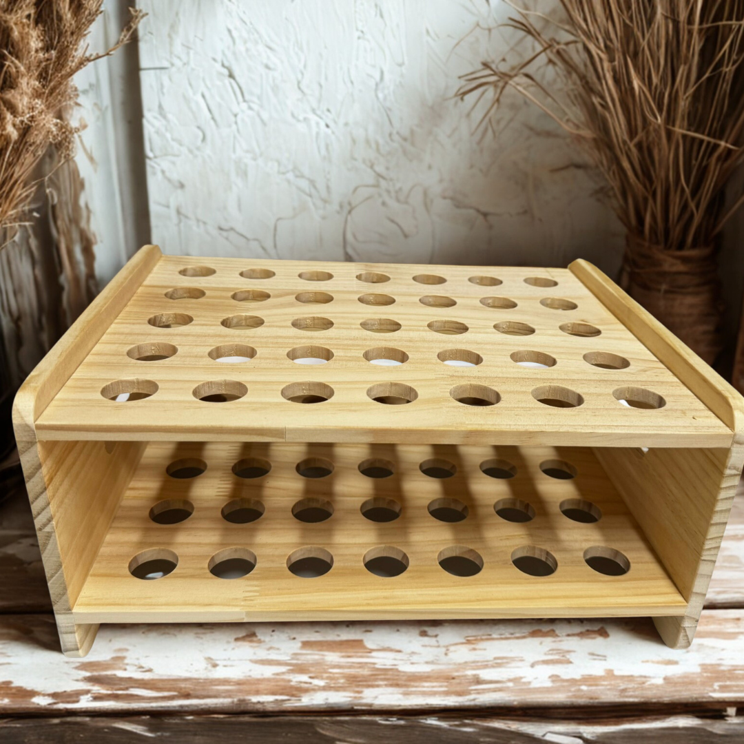 Wooden Scissor Storage Holder Organiser Tray 35 Holes Slot Childcare Supplies - HAPPY GUMNUT