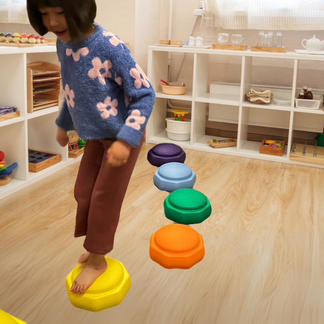 6 PC Rainbow Kids Jumbo Stepping Stones Stacking Blocks Toy Balancing Obstacle Beams