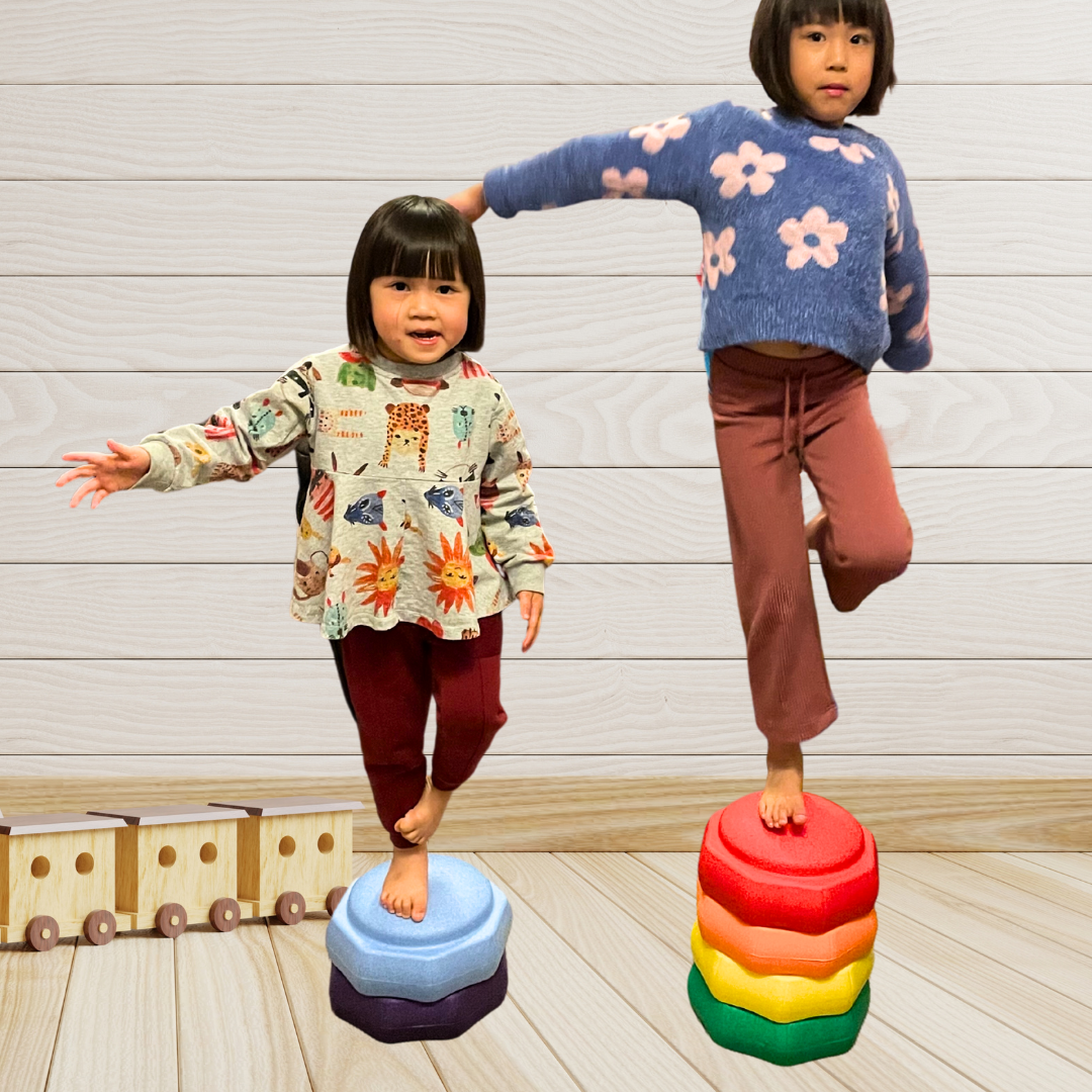 6 PC Rainbow Kids Jumbo Stepping Stones Stacking Blocks Toy Balancing Obstacle Beams