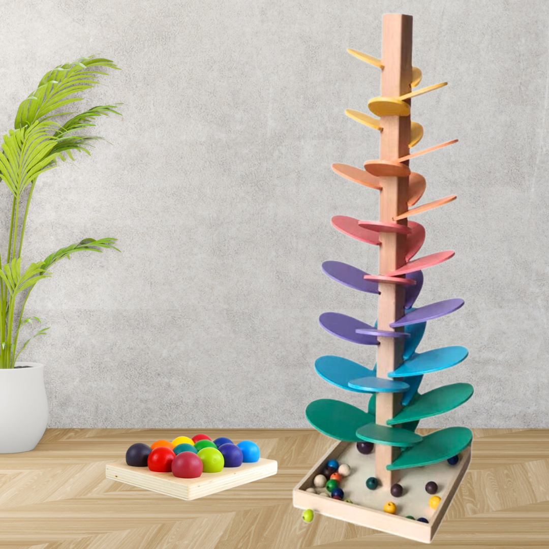 Large 72cm Musical Tree Wood Sounding Marble Run Toy !