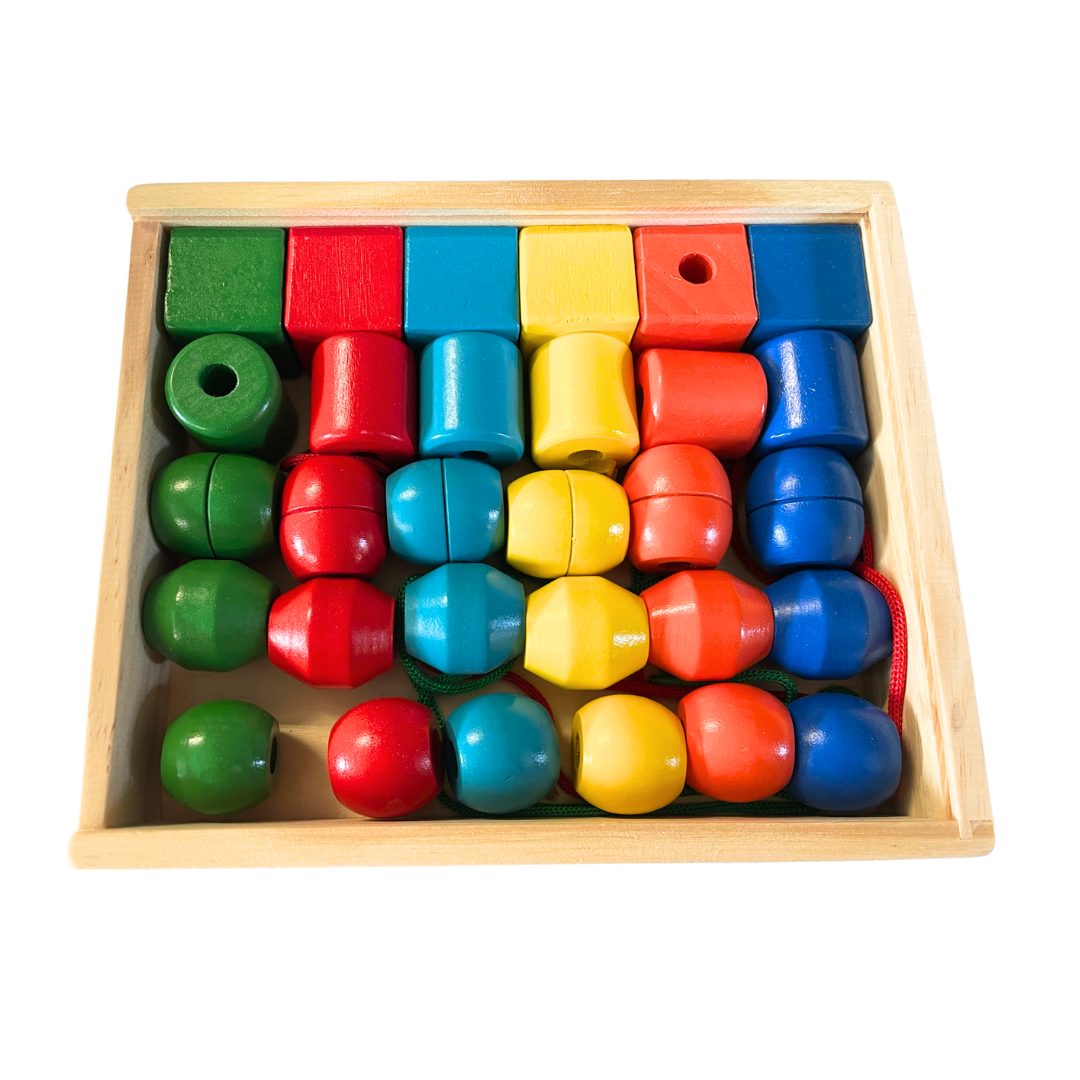 Large Beads Threading Activity! Wooden Colour Sorting Toys