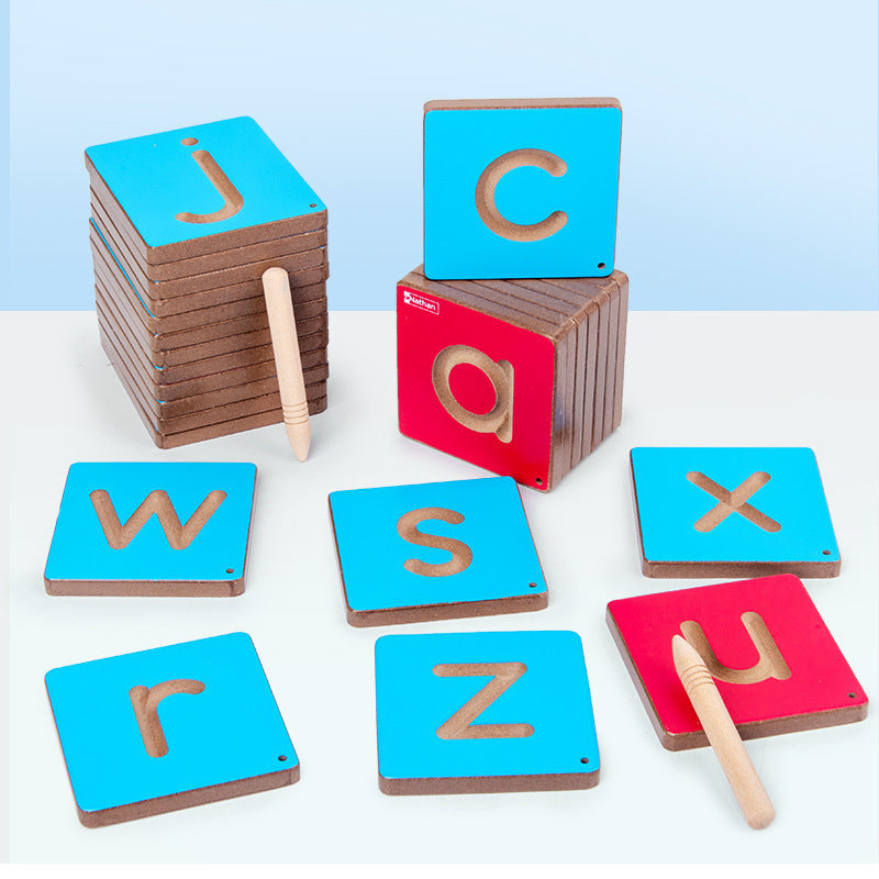 Nathan Wooden Alphabet Tracing Writing Board Pre-writing Letter Toy Upper or Lower Cases ALPHABET OR COUNTING