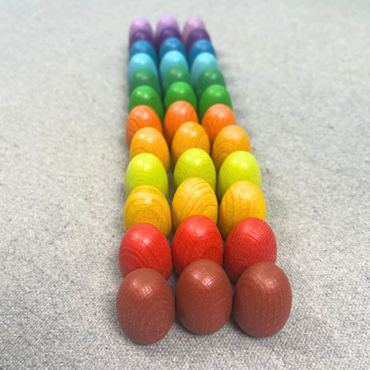 Wooden Rainbow Colour Eggs Craft Easter Egg Set of 36