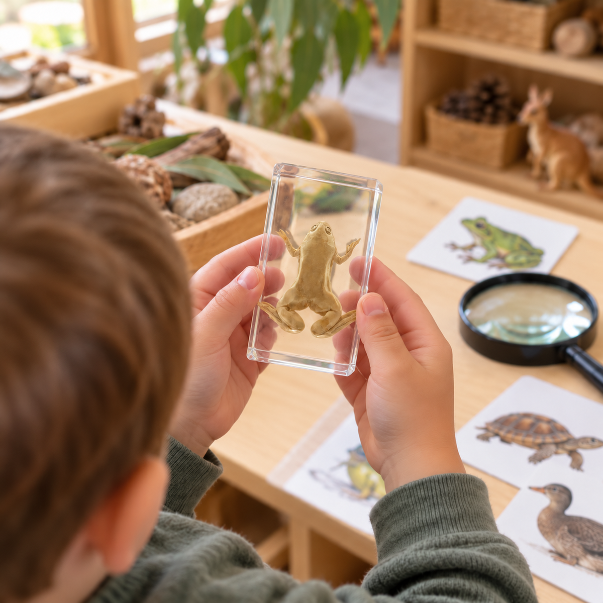 Real Frog Specimen in Clear Resin Block Kids Learning Animals Science and STEM Educational Materials - HAPPY GUMNUT