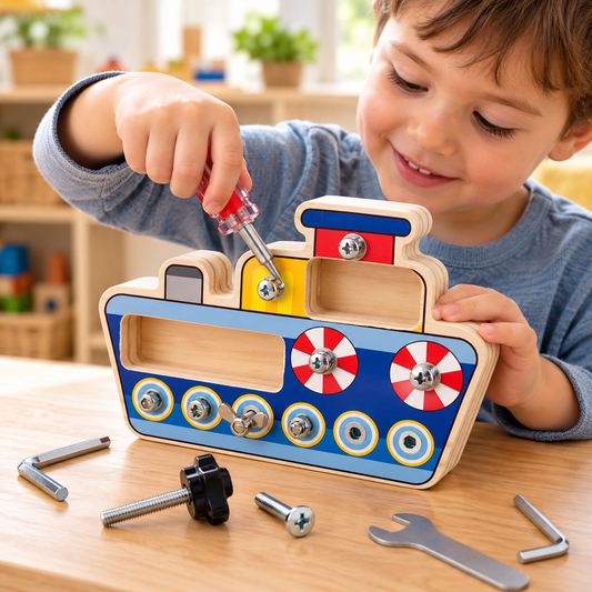 Montessori Inspired Boat Theme Multi Tool ScrewDriver Board - HAPPY GUMNUT