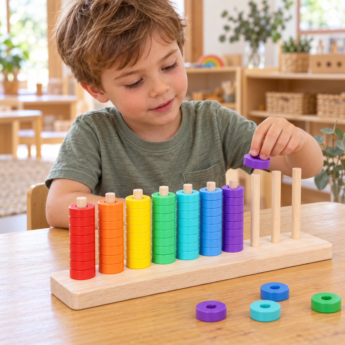 Counting 1-10 Ring Counter Montessori Inspired Math Game Educational Toy