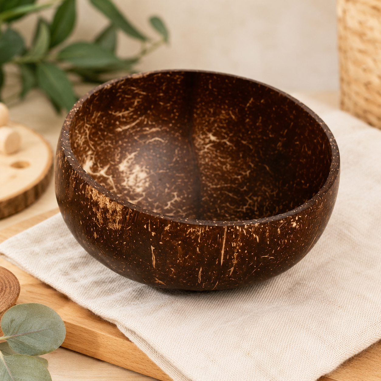 Natural Coconut Bowl for Kids Tool Sensory Bin Utensils