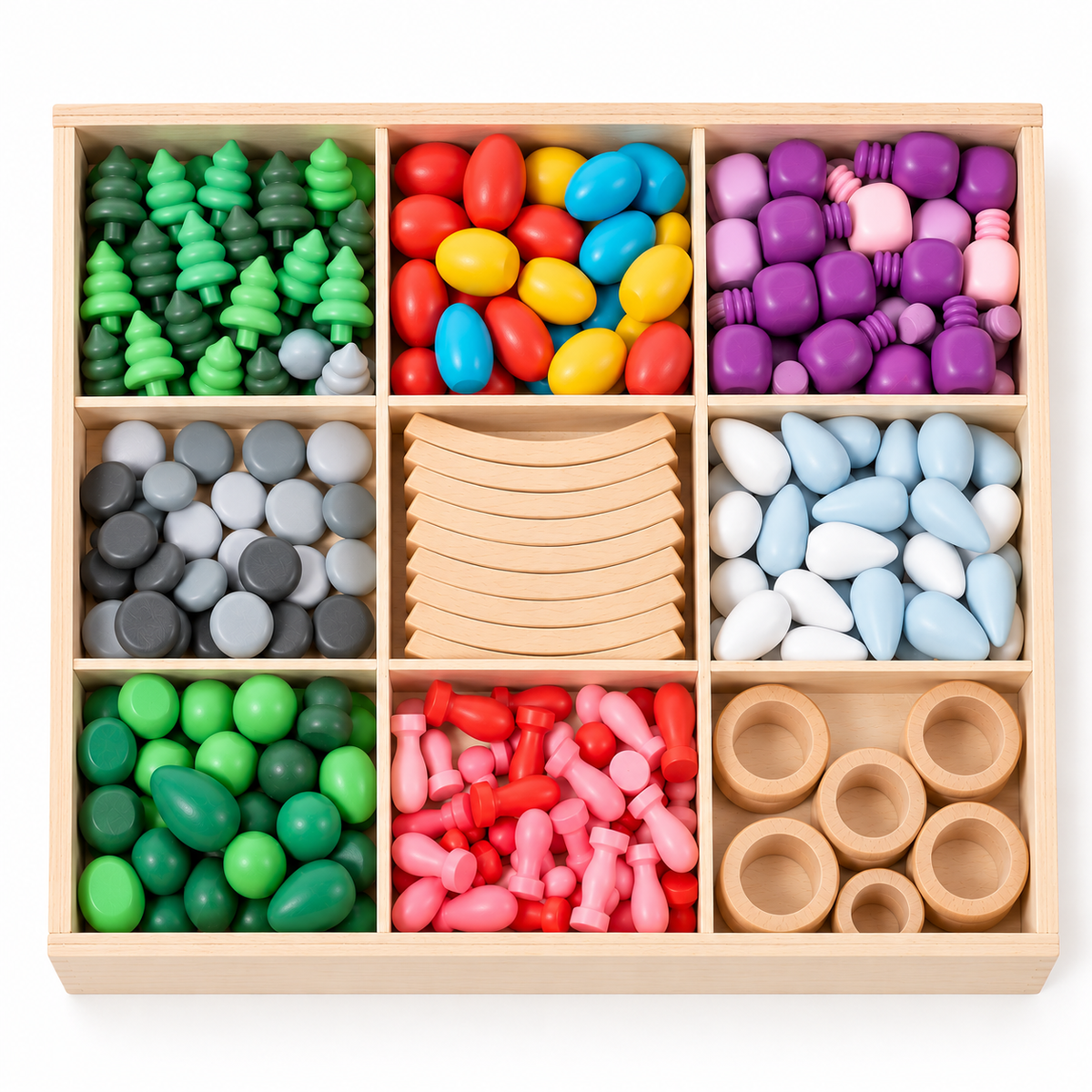 Wooden Rainbow Colour Mandala Loose Parts Set Assorted Styles Kids Classroom Loose Part Kits Toy - HAPPY GUMNUT