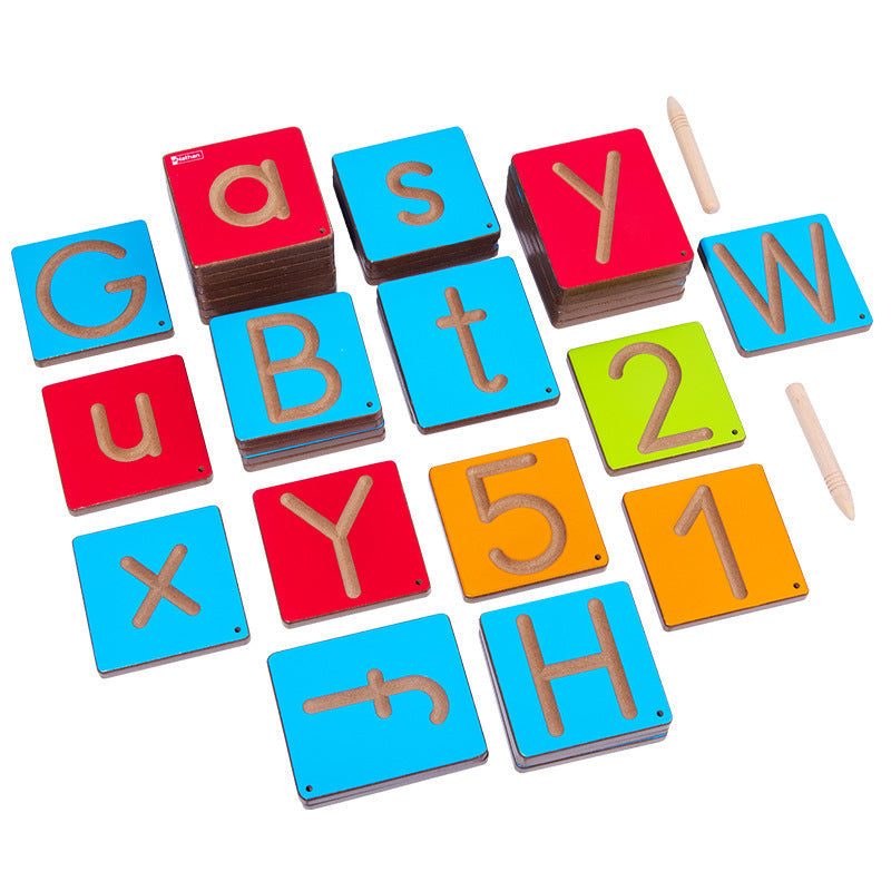 Nathan Wooden Alphabet Tracing Writing Board Pre-writing Letter Toy Upper or Lower Cases ALPHABET OR COUNTING