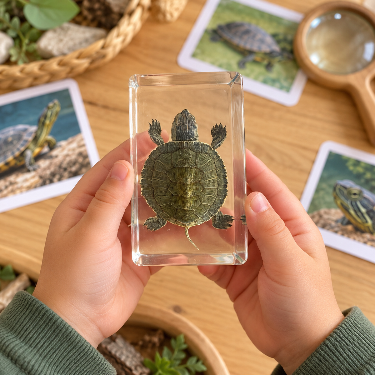 Real Turtle Specimen in Resin Block Kids Science Educational Material Toy Gift Epoxy STEM - HAPPY GUMNUT