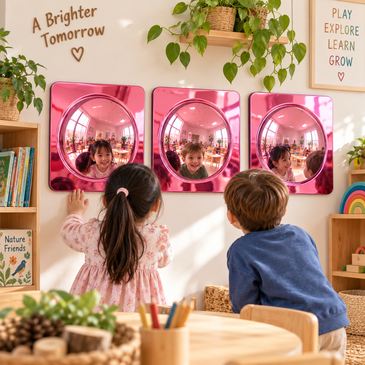 Bubble Mirror Set Sensory Wall Mirrors for Kids 25.4cm  | Clear, Red, Yellow, Green, Blue, Pink, Purple Childcare Classroom - HAPPY GUMNUT