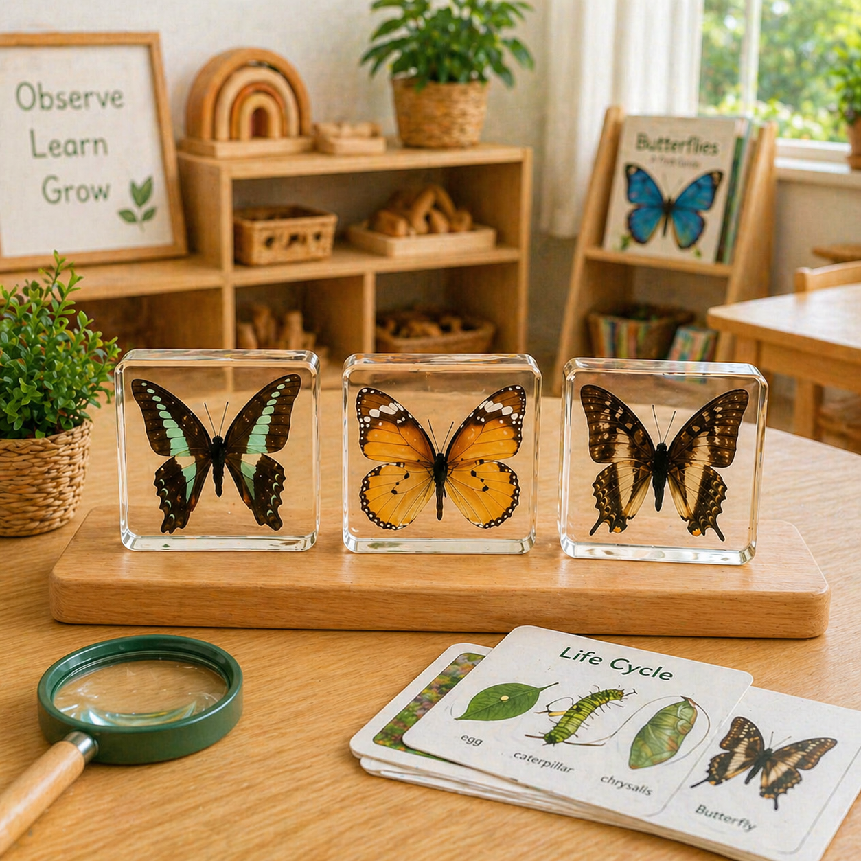 3 Butterflies Resin Bundle Monarch Bluebottle Butterfly Specimen Educational Set B - HAPPY GUMNUT