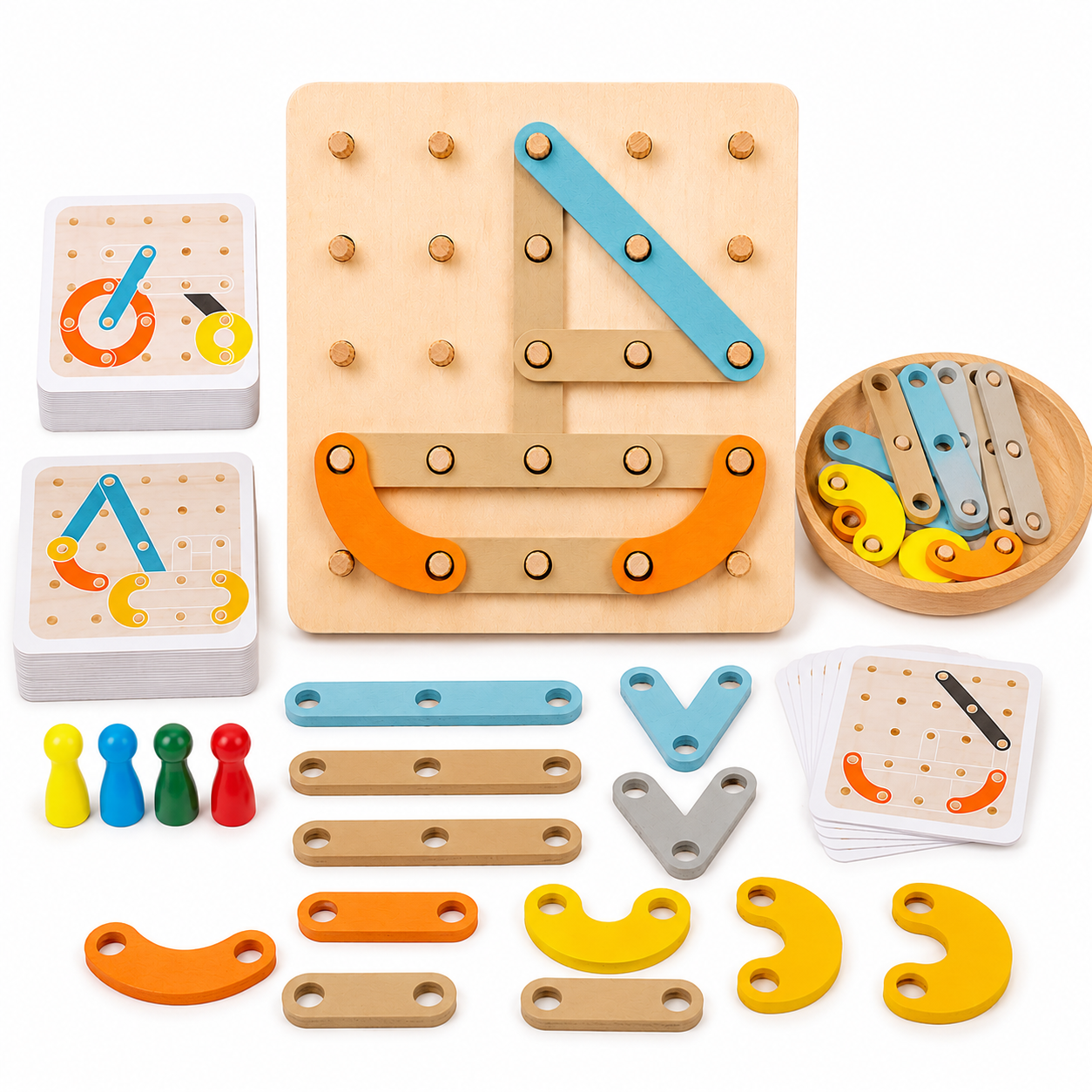 Montessori Wooden Nail Board Geoboard Pattern Shape Toy - HAPPY GUMNUT