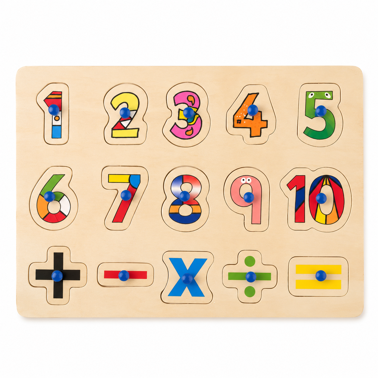 Wooden Number Math Knob 123 Puzzle - HAPPY GUMNUT