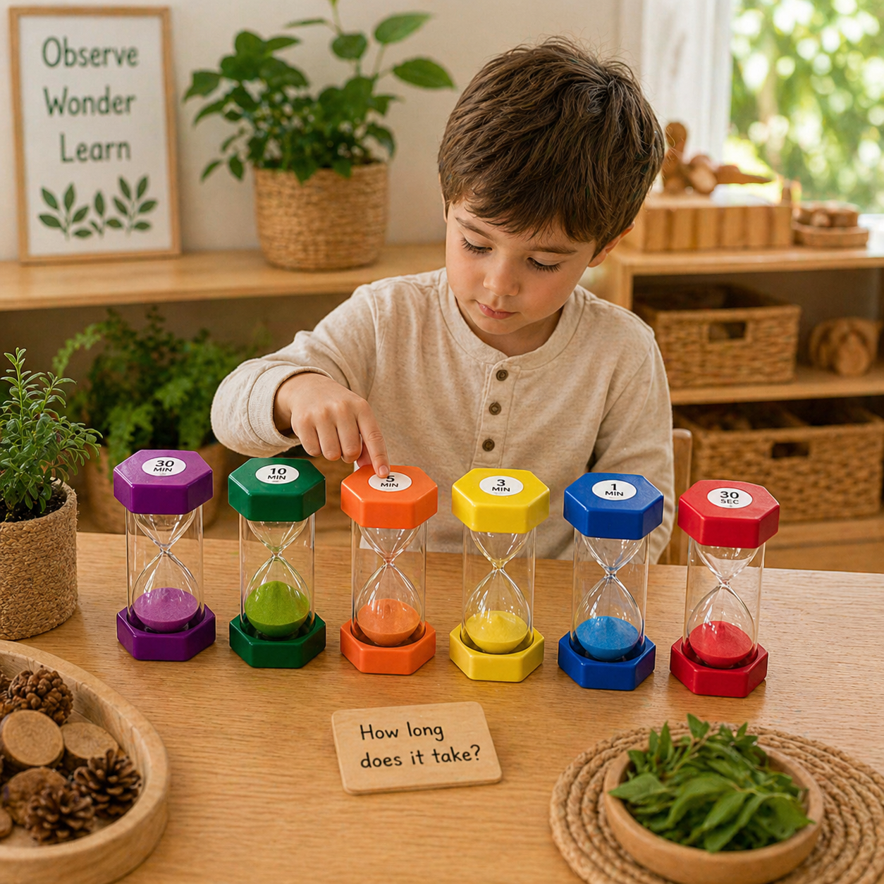 Large Timer Set of 6 Kids Educational Time Clock -16cm tall Teaching Resources - HAPPY GUMNUT