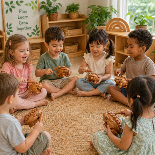 Frog Guiro Percussion Musical Instruments Wooden Croaking Frog