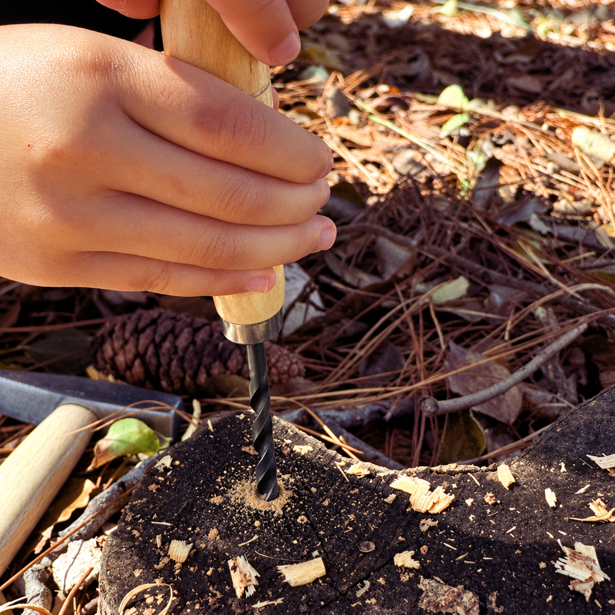 Kids Children Palm Hand Drill Real Tool for Natural Forest School Play - HAPPY GUMNUT