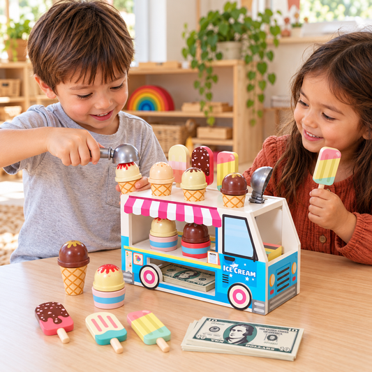 Wooden Ice Cream Truck Toy Pretend play for Children - HAPPY GUMNUT