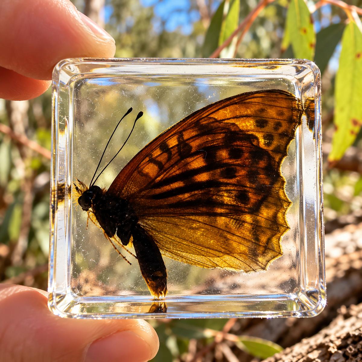 Real Butterfly Specimens in Clear Resin Blocks – Children Kids Nature & Science Learning Insect Toy Gift