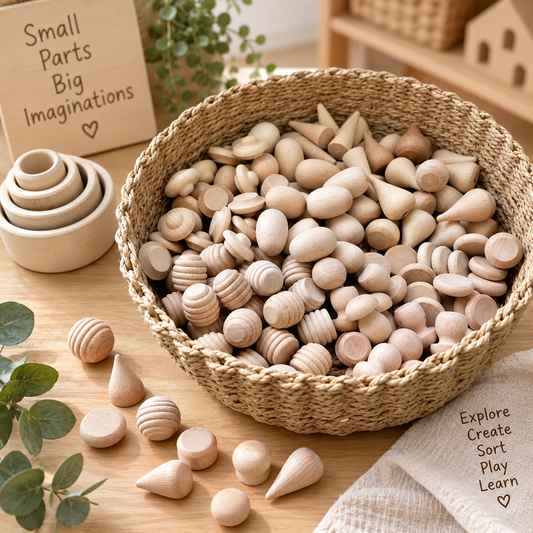 DIY Loose Parts Play Material,  Egg, Tree, Rings, Bobbins, Peg Chips Coins, Peg Doll, Acorn, Ball, Egg, banksia, gumnut, seeds - HAPPY GUMNUT