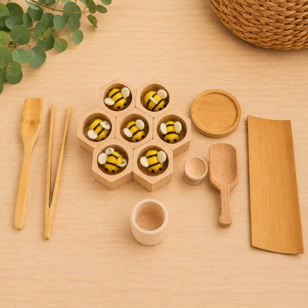 22 Piece Natural Sensory Beehive Sensory Bin Tool Kit NO TRAY - HAPPY GUMNUT
