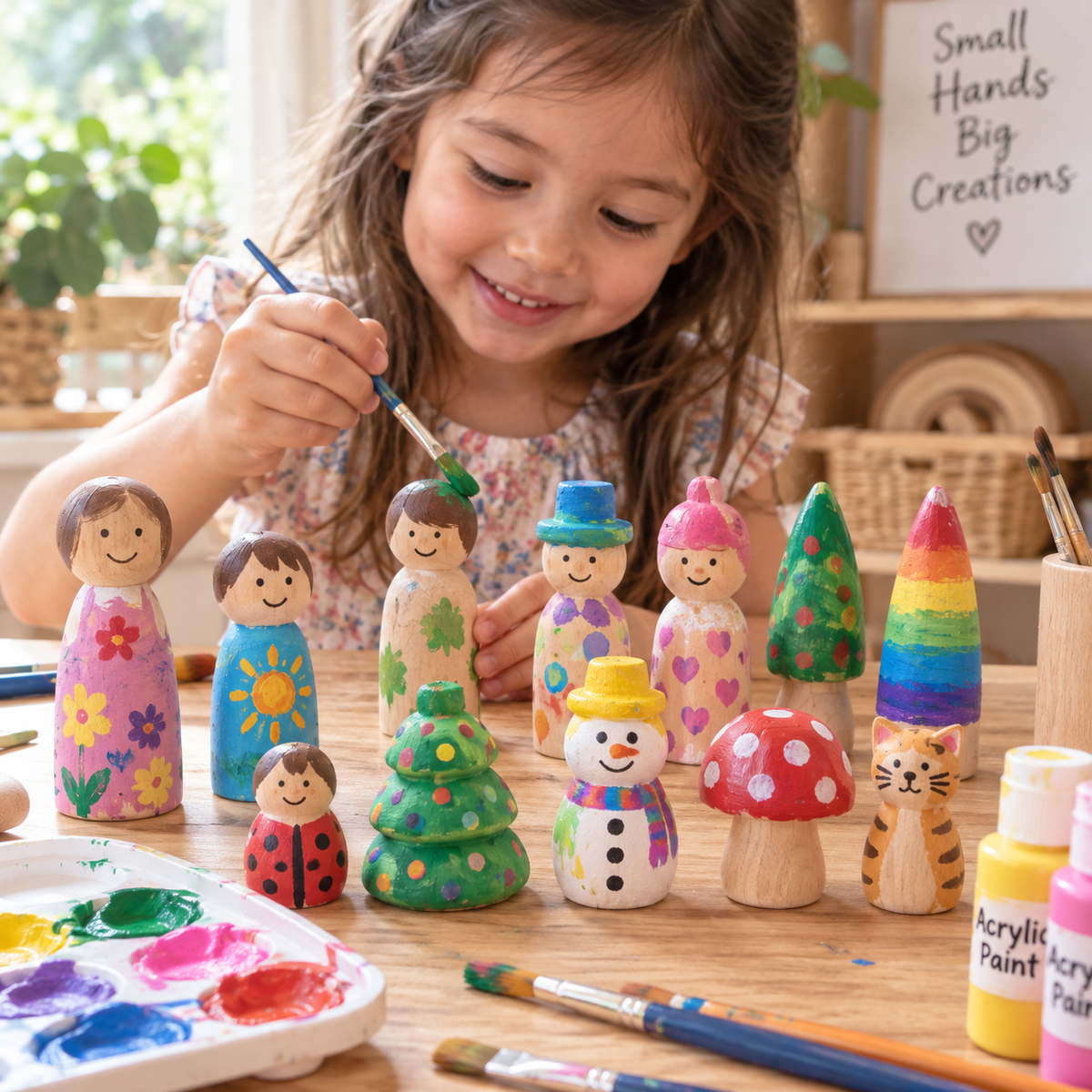 Wooden Peg Dolls Loose Parts Assorted Peg Leg Dolls for Kids DIY Craft Play - HAPPY GUMNUT