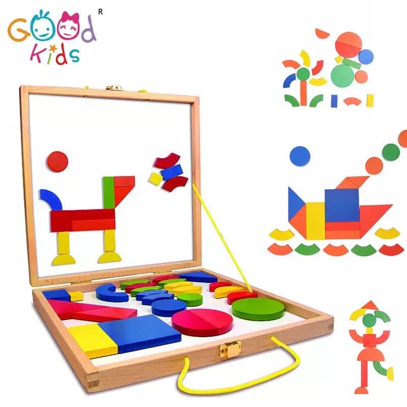 Magnetic Geometric Shapes Board Pattern Game With Flash Cards - HAPPY GUMNUT