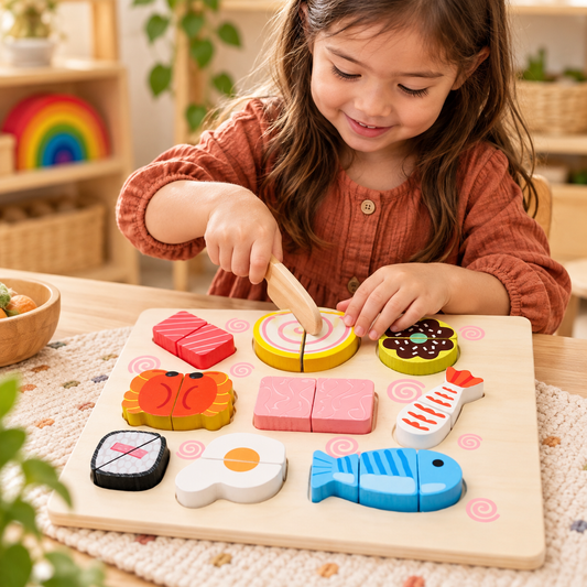 Wooden Seafood and Sushi Cutting Puzzle Magnetic Cutting Board - HAPPY GUMNUT
