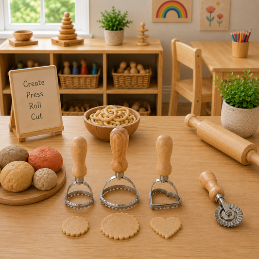 Kids Stainless Pasta Cookie Cutter Roller Little Play Kitchen Sensory Tool - HAPPY GUMNUT