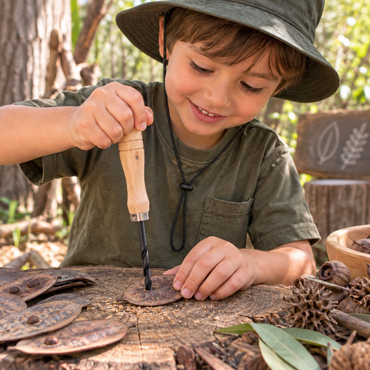 Kids Children Palm Hand Drill Real Tool for Natural Forest School Play - HAPPY GUMNUT