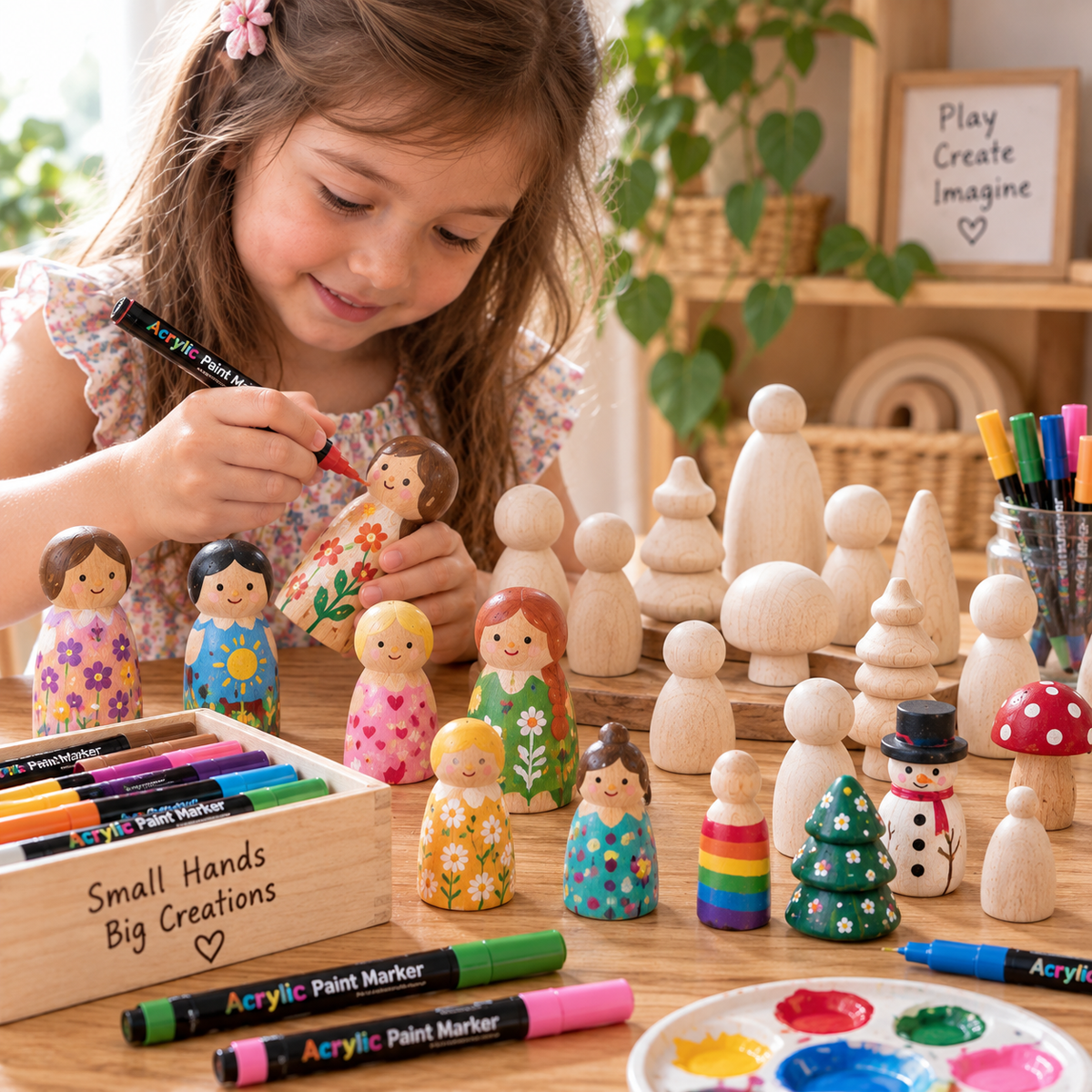 Wooden Peg Dolls Loose Parts Assorted Peg Leg Dolls for Kids DIY Craft Play - HAPPY GUMNUT