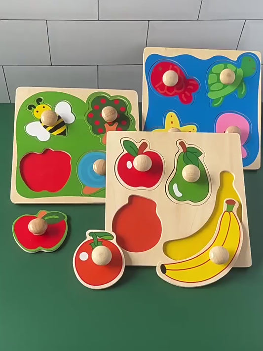 Wooden Jumbo Knob Puzzle Fruits and Animals Puzzle