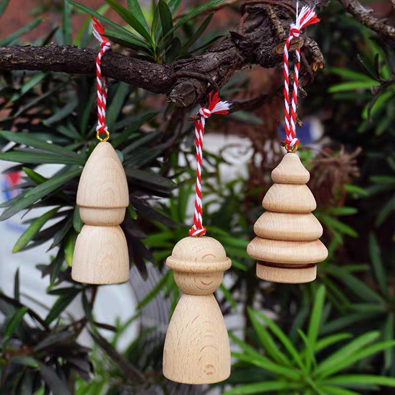 Pack of 5 Loose Parts Christmas Elves Themed Ornaments Set DIY Paintable
