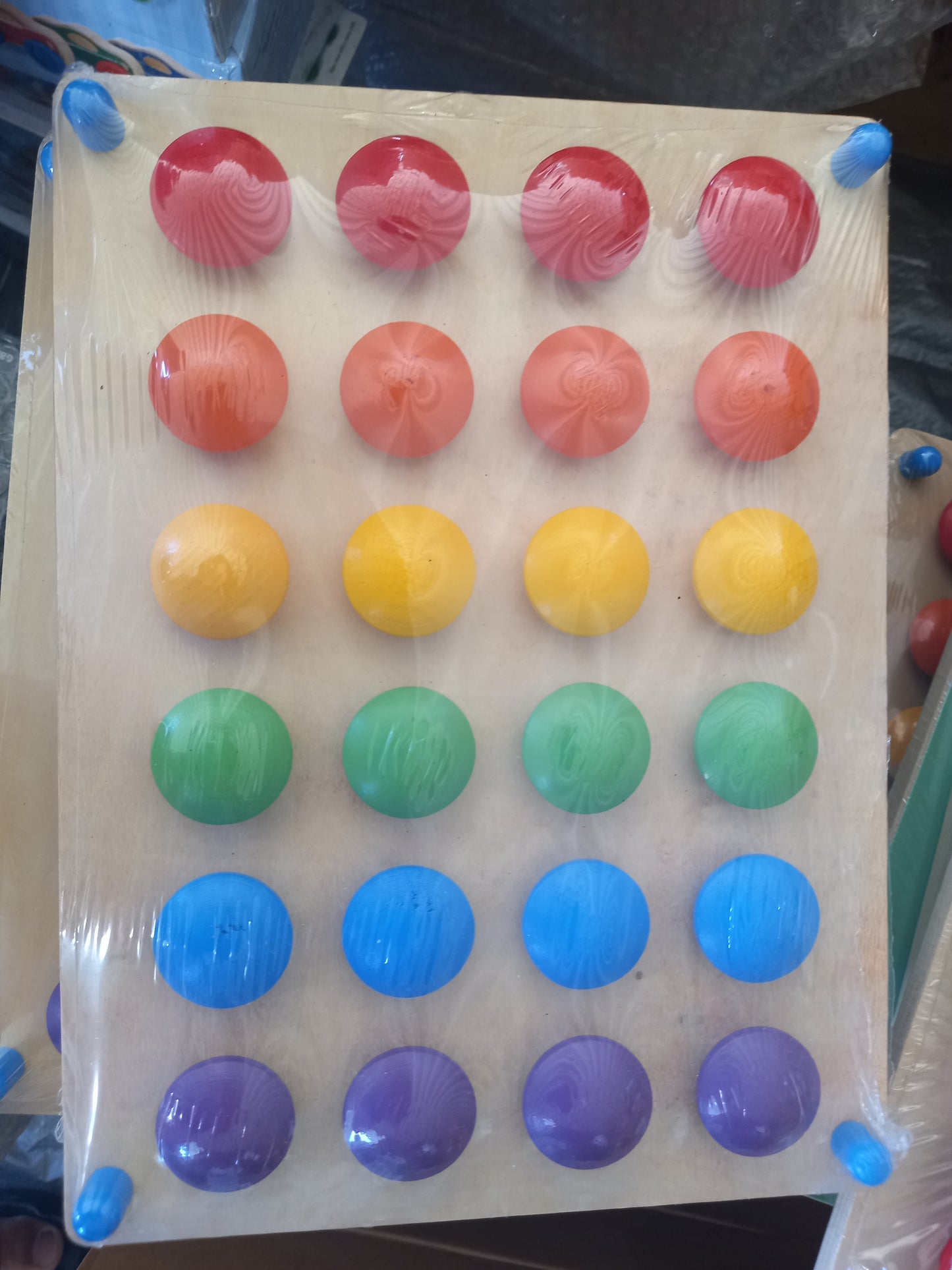 Jumbo Rainbow Mosaic Beads Pegs Clip Board Wooden Activity Board