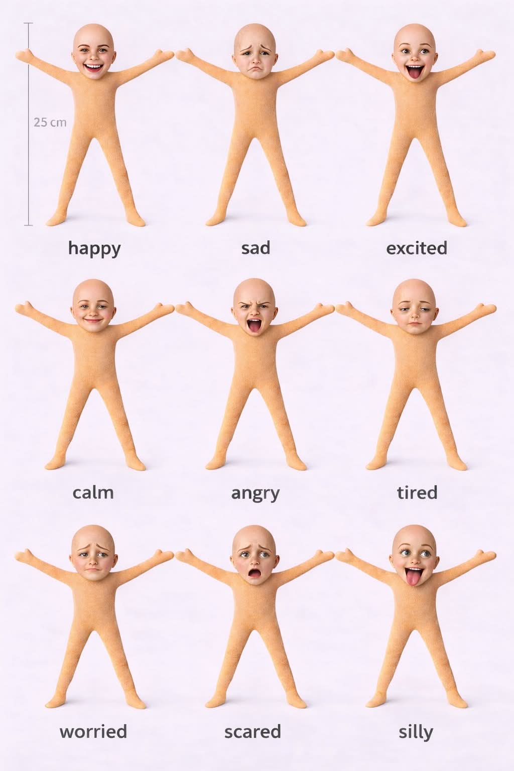 Large Feeling Dolls Buddies Kids Learning Self-regulation Emotion and Temper Tamtrums Control