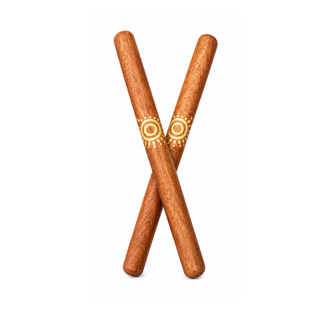 Australian Aboriginal Inspired Hardwood Clap Sticks | Educational Rhythm Sticks | 20cm Dense Timber | Ebony or Black Walnut | Sold as a Pair
