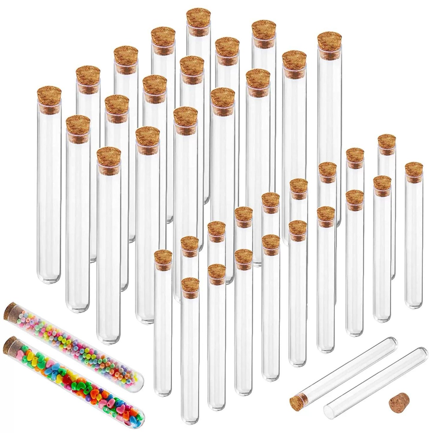 38 of 150mm Corked Test Tubes  Arts and Craft Bundle Clear Plastic Test Tubes with Corks