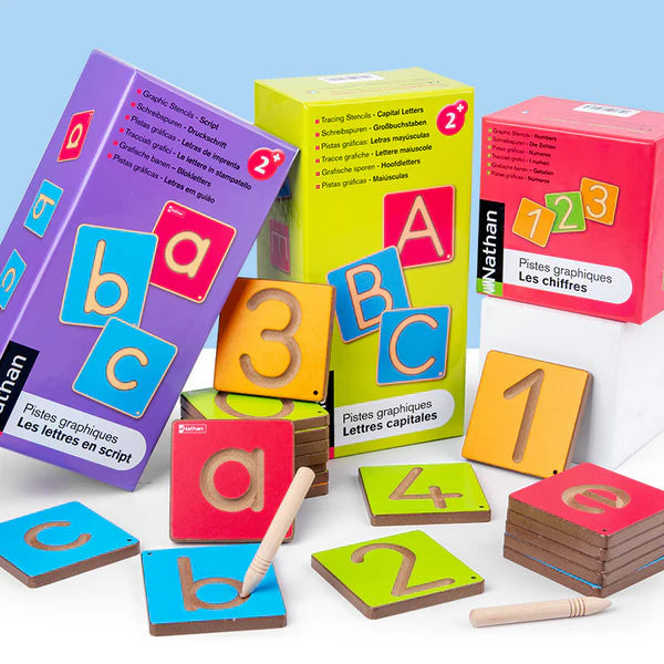 Nathan Wooden Alphabet Tracing Writing Board Pre-writing Letter Toy Upper or Lower Cases ALPHABET OR COUNTING