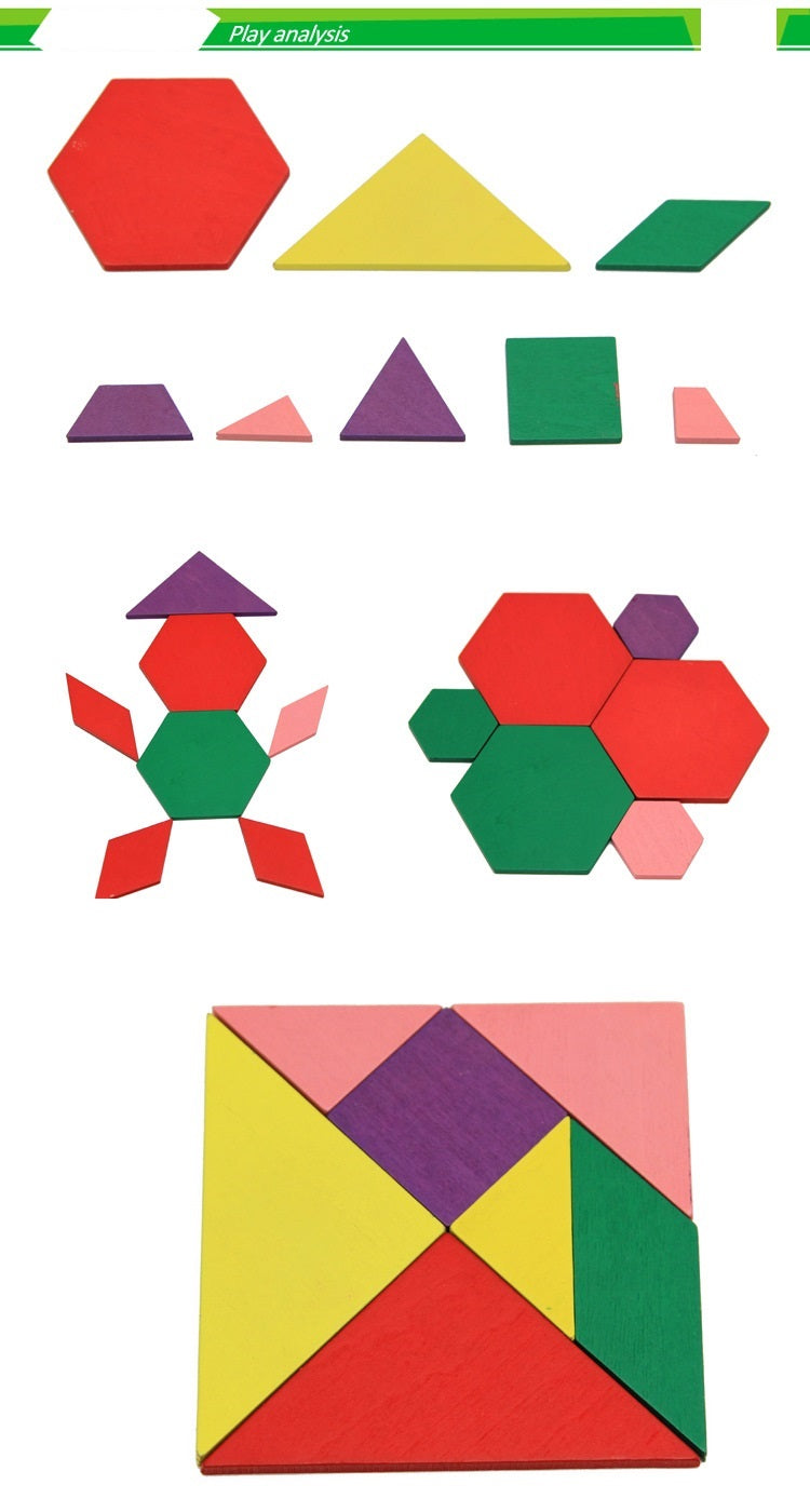 Montessori Wood Geometric Pattern Blocks Set of 88 piece | HAPPY GUMNUT