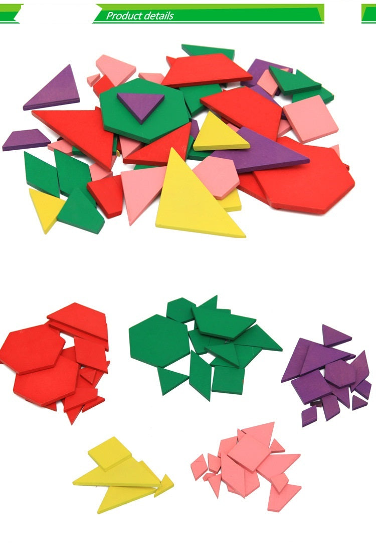 Montessori Wood Geometric Pattern Blocks Set of 52 piece – HAPPY GUMNUT