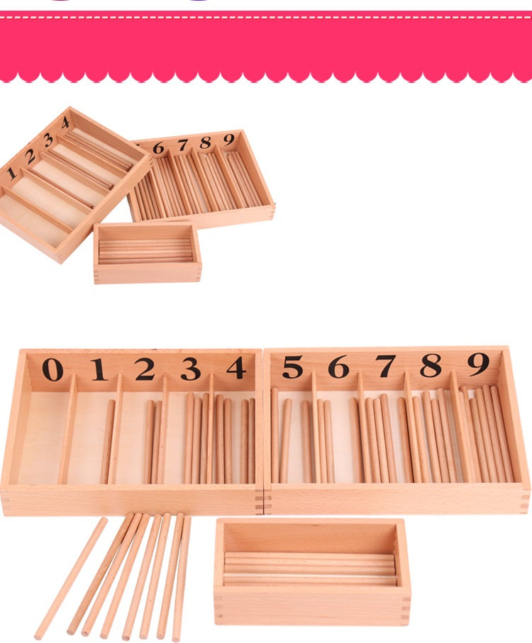 Large Montessori Spindle Box Counting Sticks Rods and Number Tray ...
