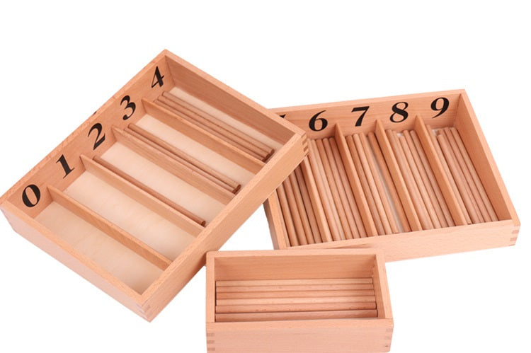 Large Montessori Spindle Box Counting Sticks Rods and Number Tray ...