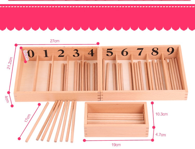 Large Montessori Spindle Box Counting Sticks Rods and Number Tray - HAPPY GUMNUT