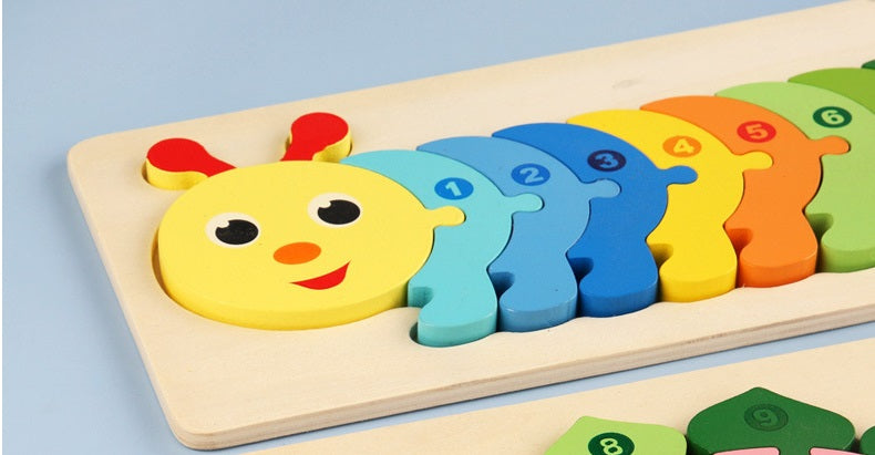 Wooden Numbered Caterpillar Puzzle Number Learning 1-10 - HAPPY GUMNUT