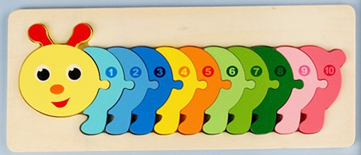 Wooden Numbered Caterpillar Puzzle Number Learning 1-10 - HAPPY GUMNUT