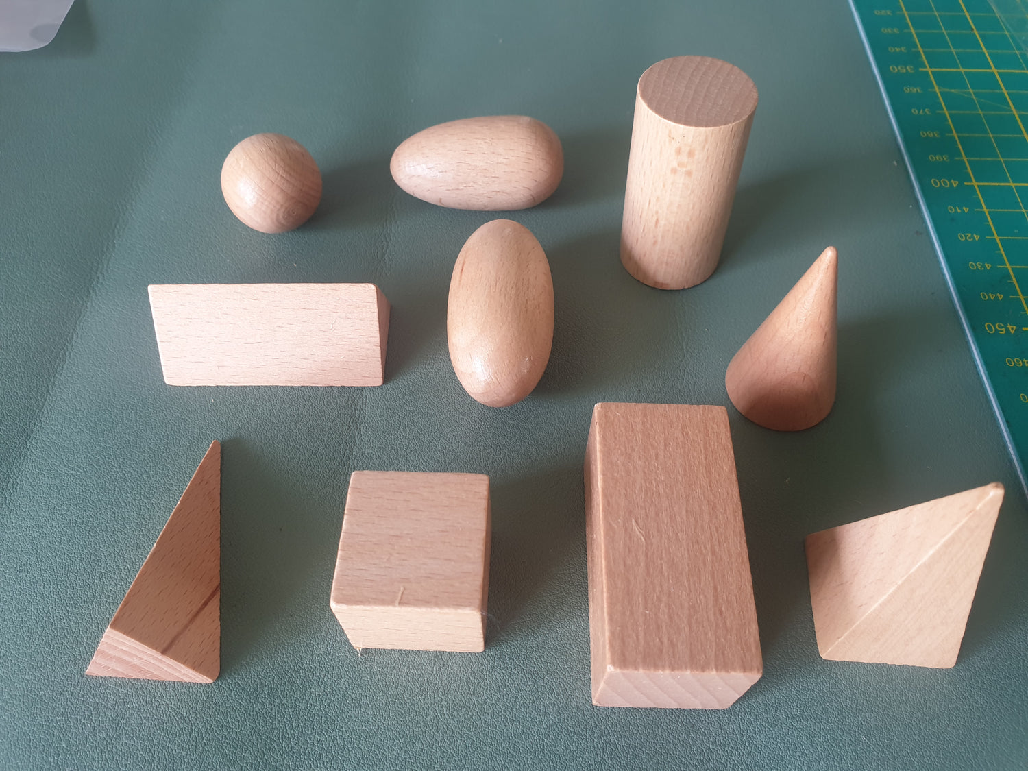 Wooden 3d Geometric BLOCKS teaching Aids For Kids Bundle of 10 BUNDLE NATURAL - HAPPY GUMNUT